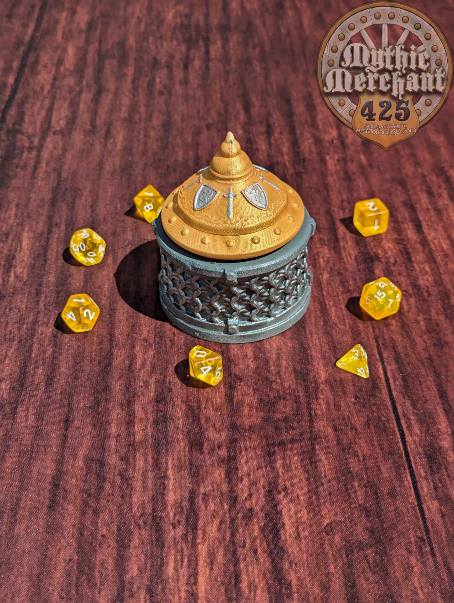 Fighter 3D Printed Dice Vault | Dice Jail | DnD Can Holder | Table Coaster | Mythic Mugs by Ars Moriendi 3D- Arm Yourself for Glory!