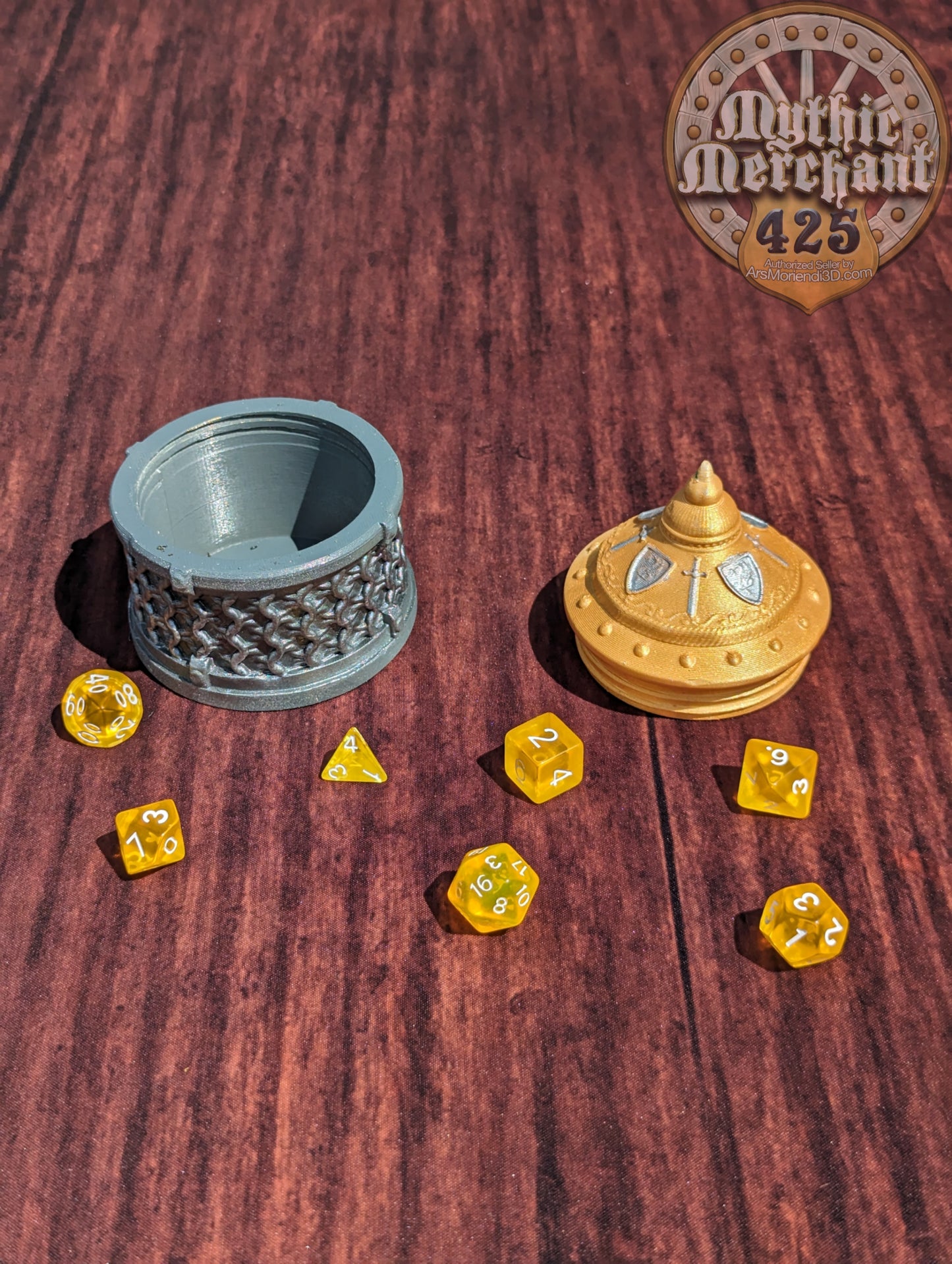 Fighter 3D Printed Dice Vault | Dice Jail | DnD Can Holder | Table Coaster | Mythic Mugs by Ars Moriendi 3D- Arm Yourself for Glory!