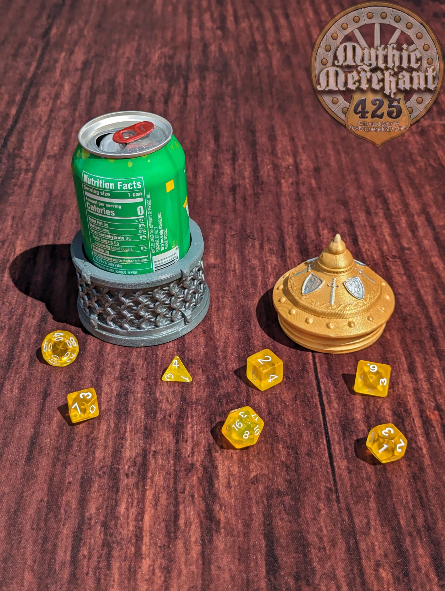 Fighter 3D Printed Dice Vault | Dice Jail | DnD Can Holder | Table Coaster | Mythic Mugs by Ars Moriendi 3D- Arm Yourself for Glory!