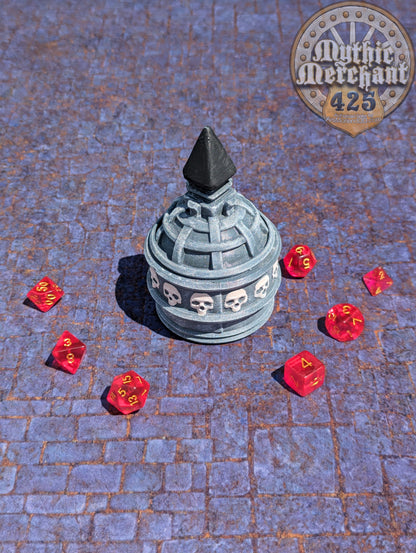 Necromancer 3D Printed Dice Jail | RPG Dice Vault | D20 Storage Box  | Fantasy RPG Cosplay - Wargaming - Harness Dark Arts & Undying Spirits