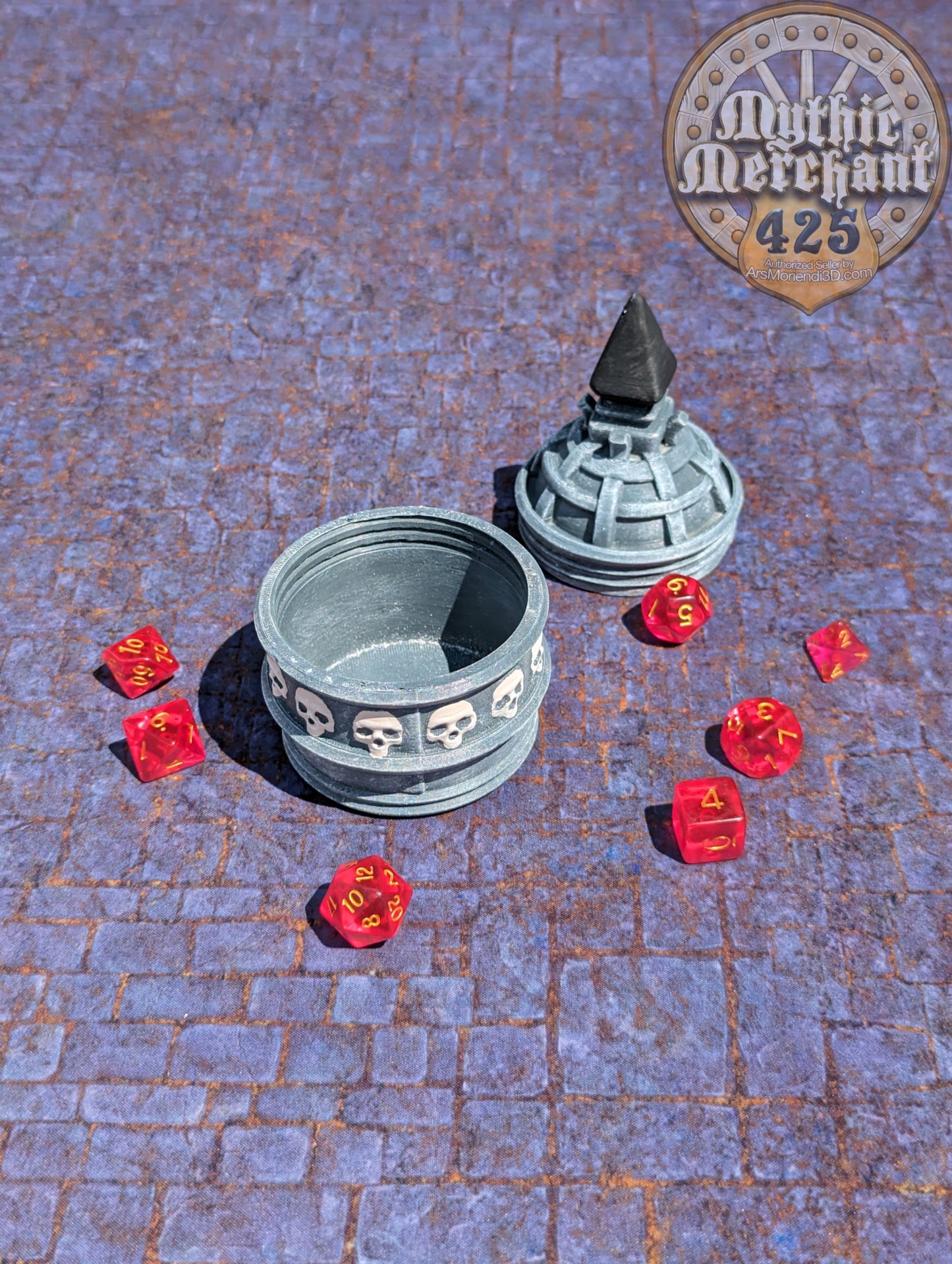 Necromancer 3D Printed Dice Jail | RPG Dice Vault | D20 Storage Box  | Fantasy RPG Cosplay - Wargaming - Harness Dark Arts & Undying Spirits