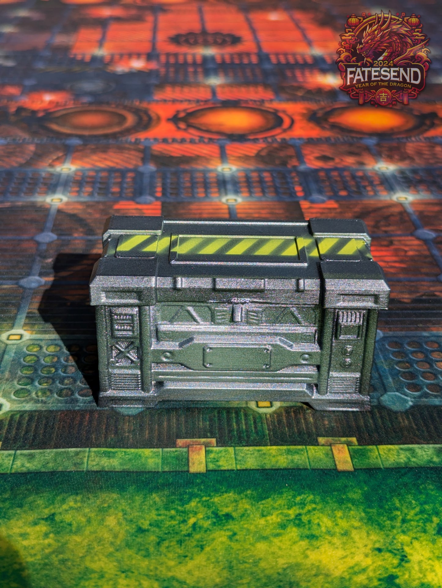 Cyberpunk 3D Printed Dice Crate - Fate's End Collection by Kim Bolt | RPG Dice Jail | D20 Dice Box | -Your Treasure Awaits!