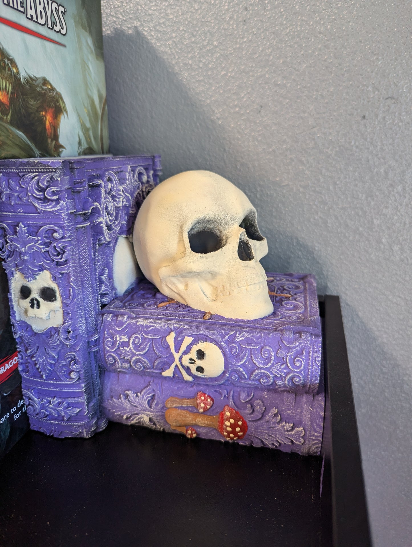 Gothic Book End Set with Skulls- Fate's End Collection by Kim Bolt - Fantasy Decor - Decorate your bookshelf with Dark Fantasy Aesthetic!