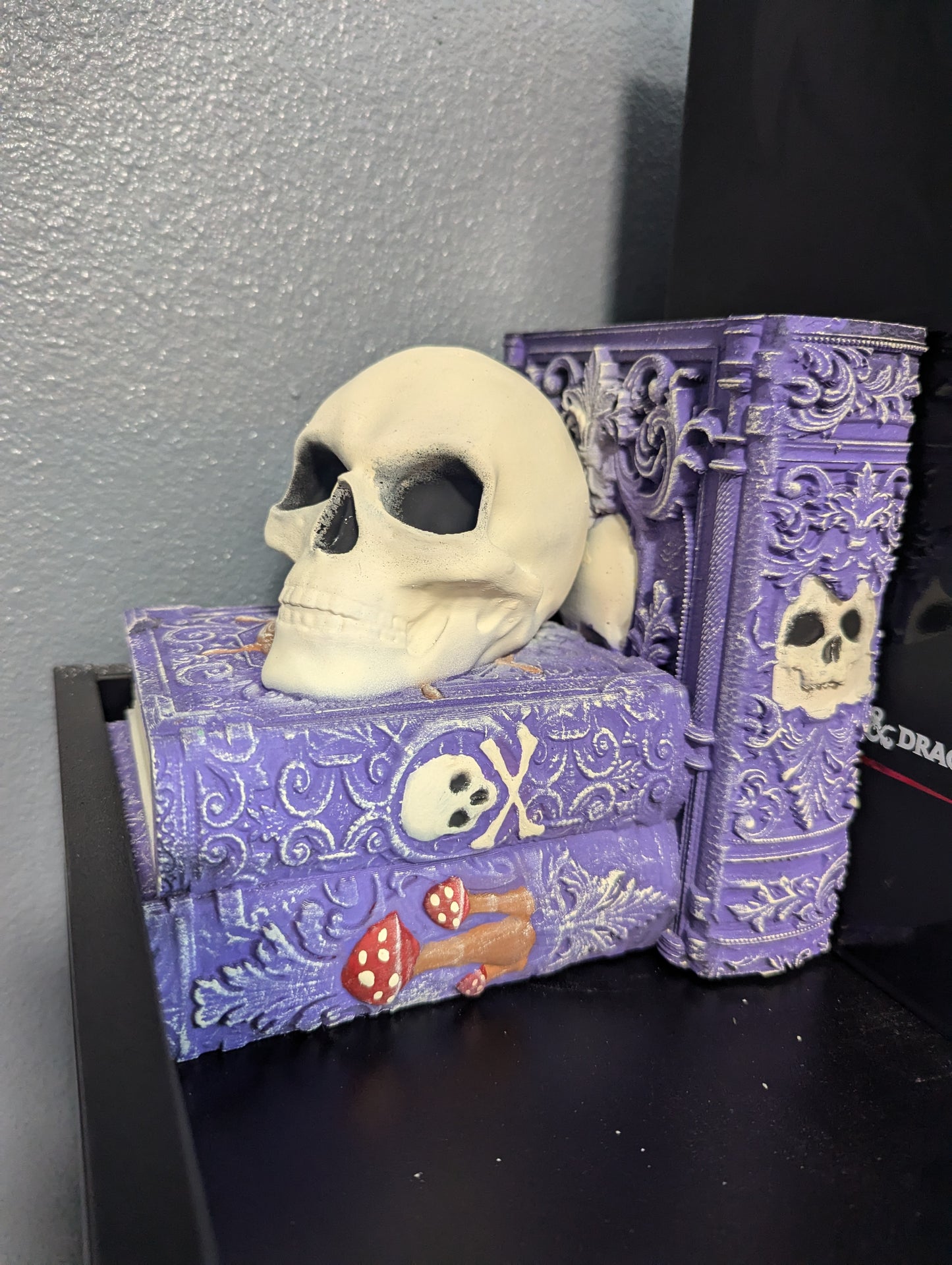 Gothic Book End Set with Skulls- Fate's End Collection by Kim Bolt - Fantasy Decor - Decorate your bookshelf with Dark Fantasy Aesthetic!