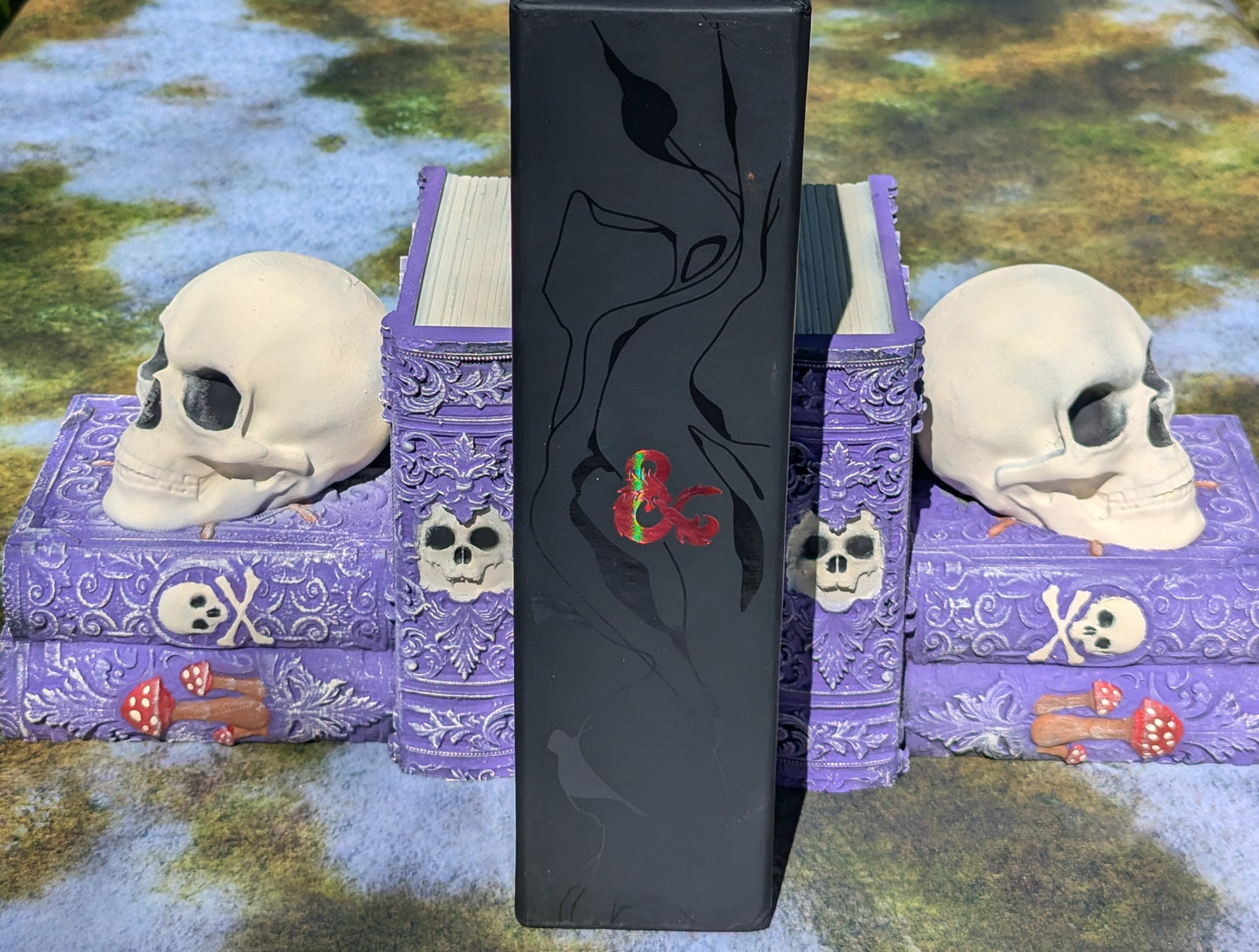 Gothic Book End Set with Skulls- Fate's End Collection by Kim Bolt - Fantasy Decor - Decorate your bookshelf with Dark Fantasy Aesthetic!