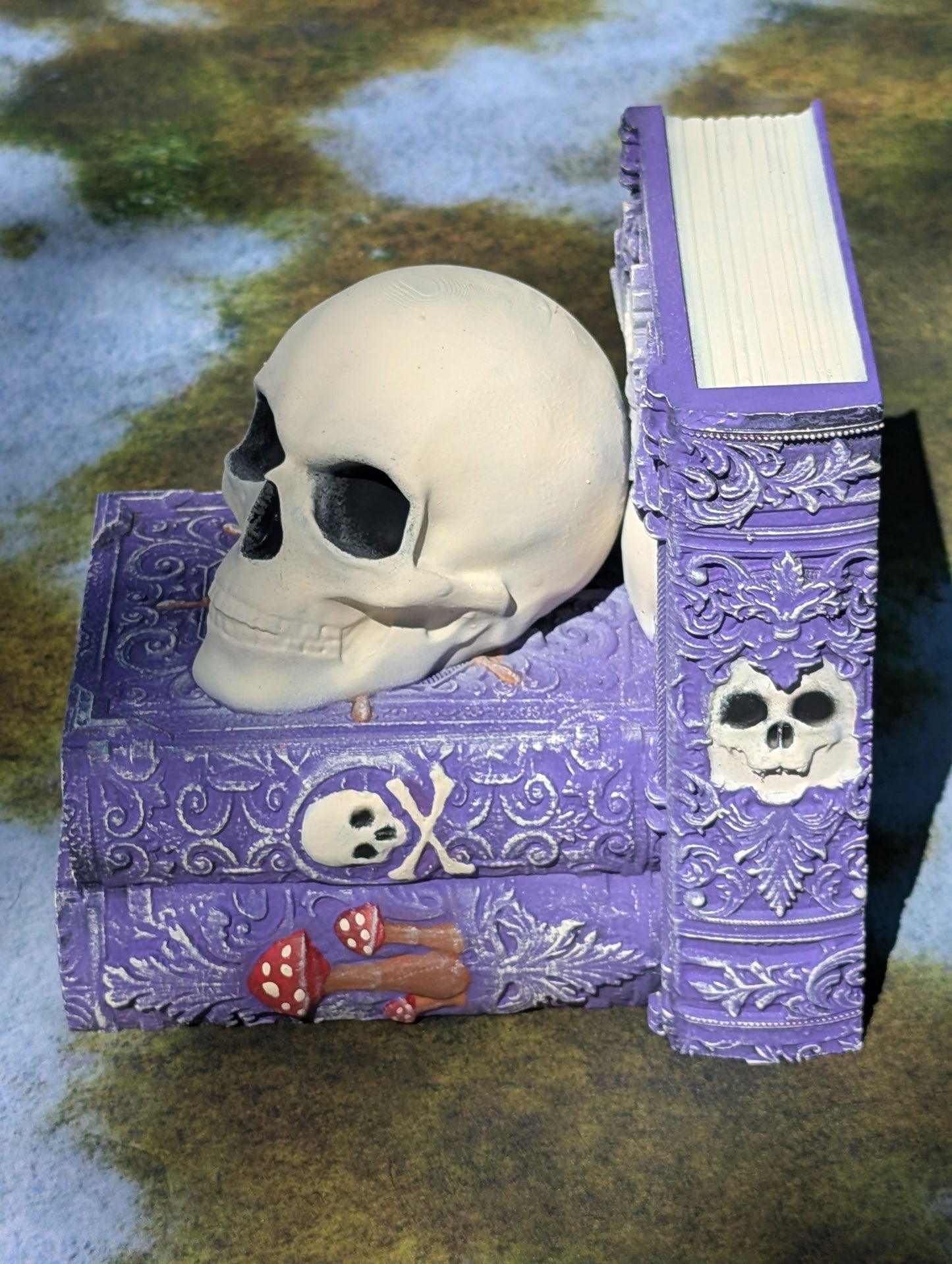 Gothic Book End Set with Skulls- Fate's End Collection by Kim Bolt - Fantasy Decor - Decorate your bookshelf with Dark Fantasy Aesthetic!