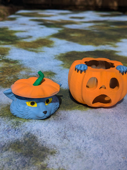 Cute Wolf Cub in Surprised Pumpkin 3D Printed Dice Jail | Dice Vault | Storage Box- Unleash the adorable charm of the Cute Wolf Cub!