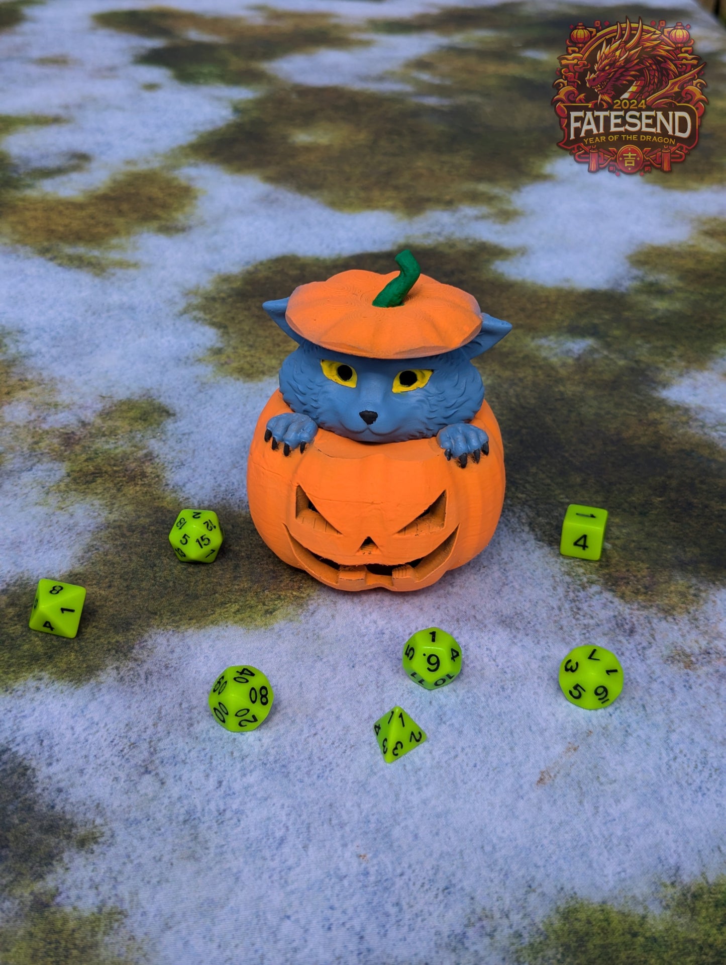 Cute Wolf Cub in Smiling Pumpkin 3D Printed Dice Jail | Dice Vault | Storage Box | Cosplay- Unleash the adorable charm of the Cute Wolf Cub!