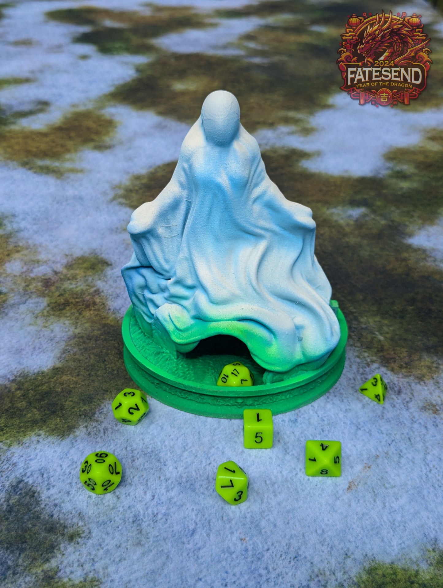 Ghost Spirit 3D Printed Dice Tower- Fate's End Collection - Kim Bolt | Tabletop RPG Gaming Cosplay