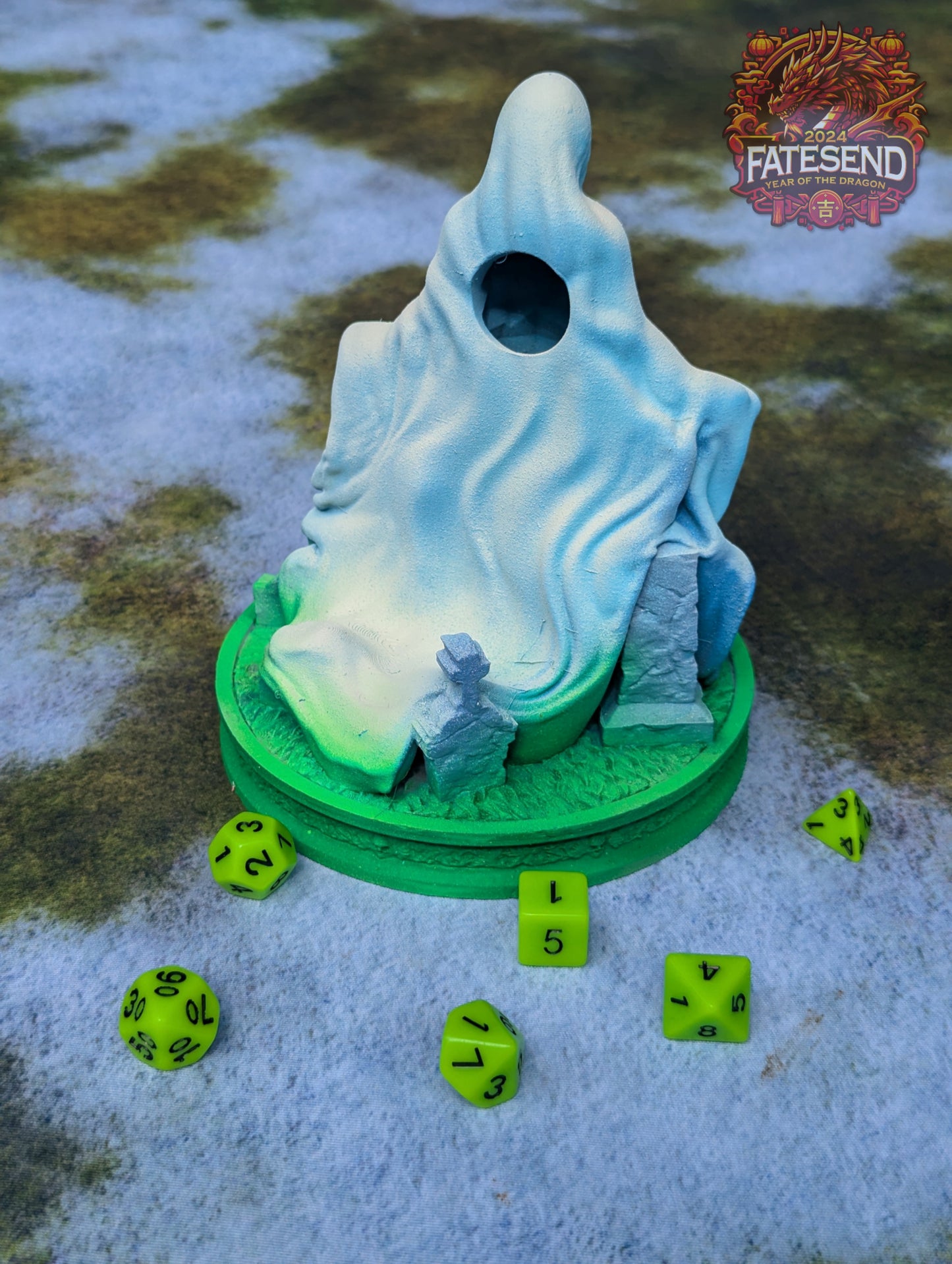 Ghost Spirit 3D Printed Dice Tower- Fate's End Collection - Kim Bolt | Tabletop RPG Gaming Cosplay