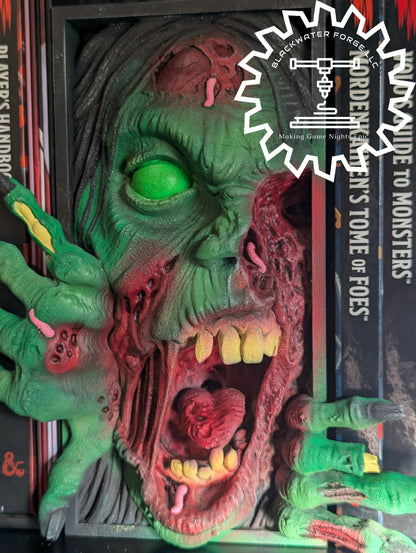 Zombie Undead Monster 3D Printed Book Nook- Miniatures of Madness- Beware the Undead!