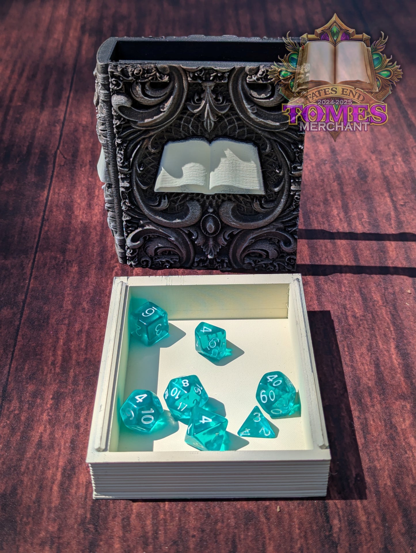 Wizard 3D Printed RPG Spell Book Tome: RPG Dice Tray, Tokens, & Card Storage