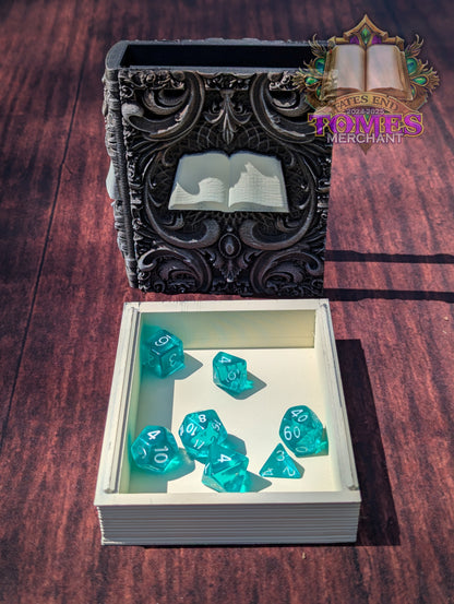 Wizard 3D Printed RPG Spell Book Tome: RPG Dice Tray, Tokens, & Card Storage