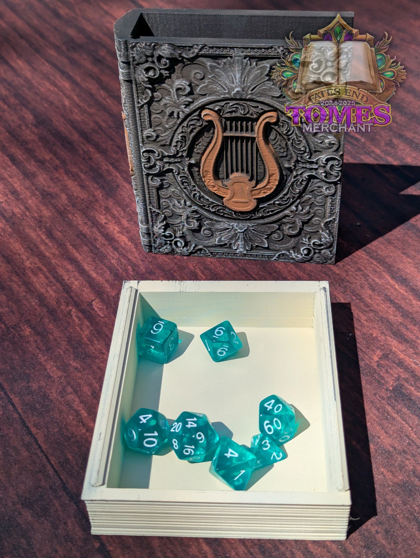 Bard 3D Printed RPG Spell Book Tome: RPG Dice Tray, Tokens, & Card Storage