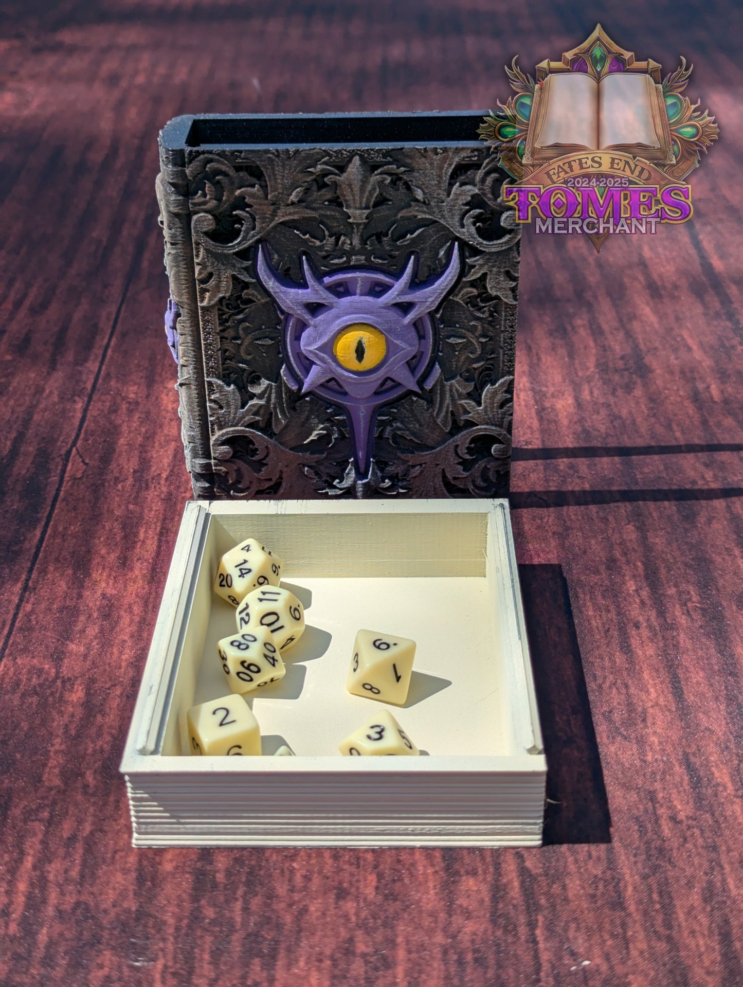 Warlock 3D Printed RPG Spell Book Tome: RPG Dice Tray, Tokens, & Card Storage