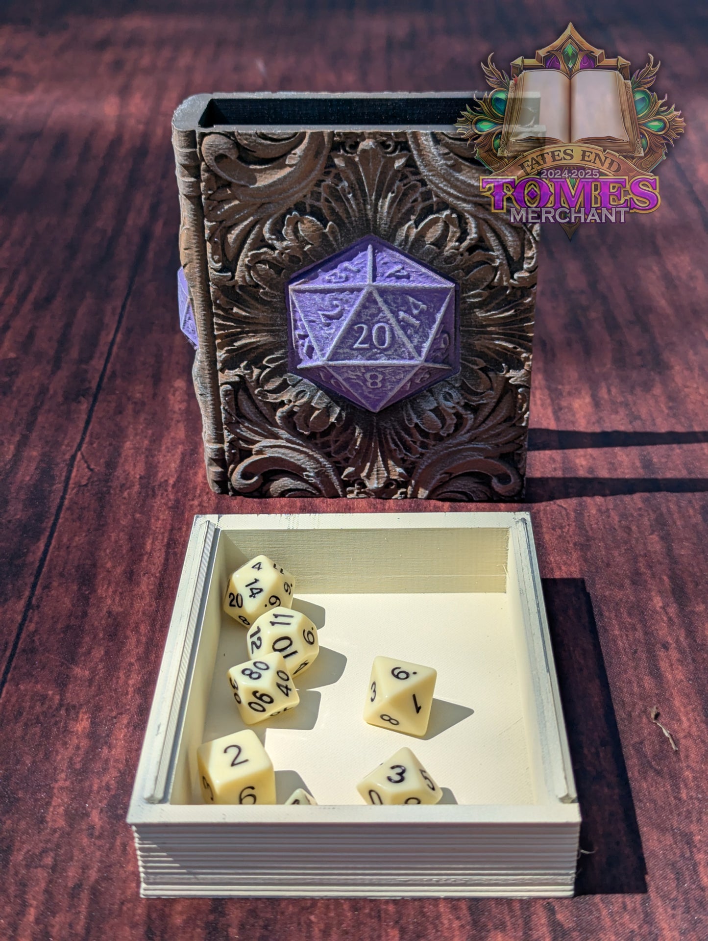 Critical Hit D20 3D Printed RPG Spell Book Tome: RPG Dice Tray, Tokens, & Card Storage
