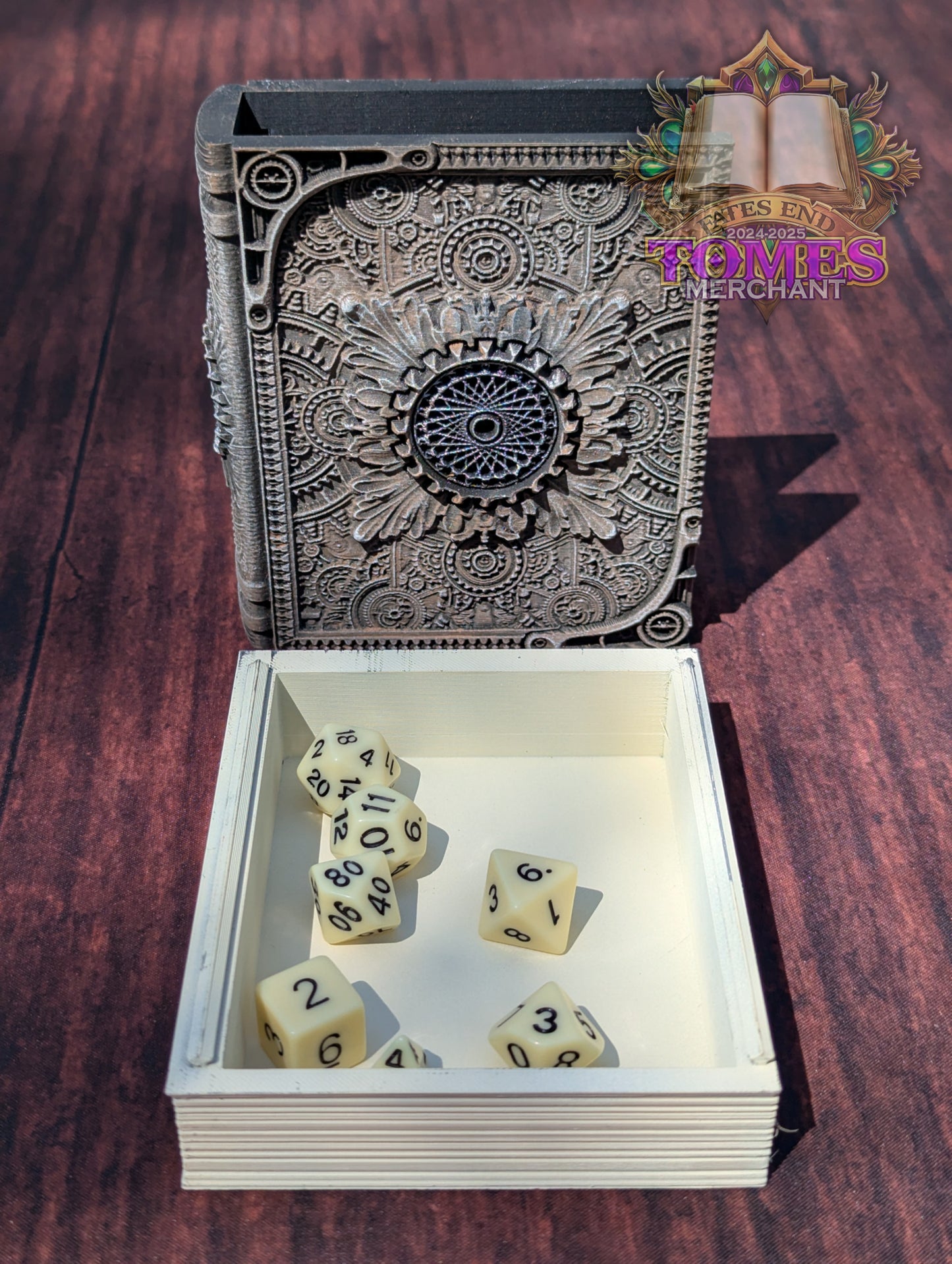Artificer Steampunk 3D Printed RPG Spell Book Tome: RPG Dice Tray, Tokens, & Card Storage