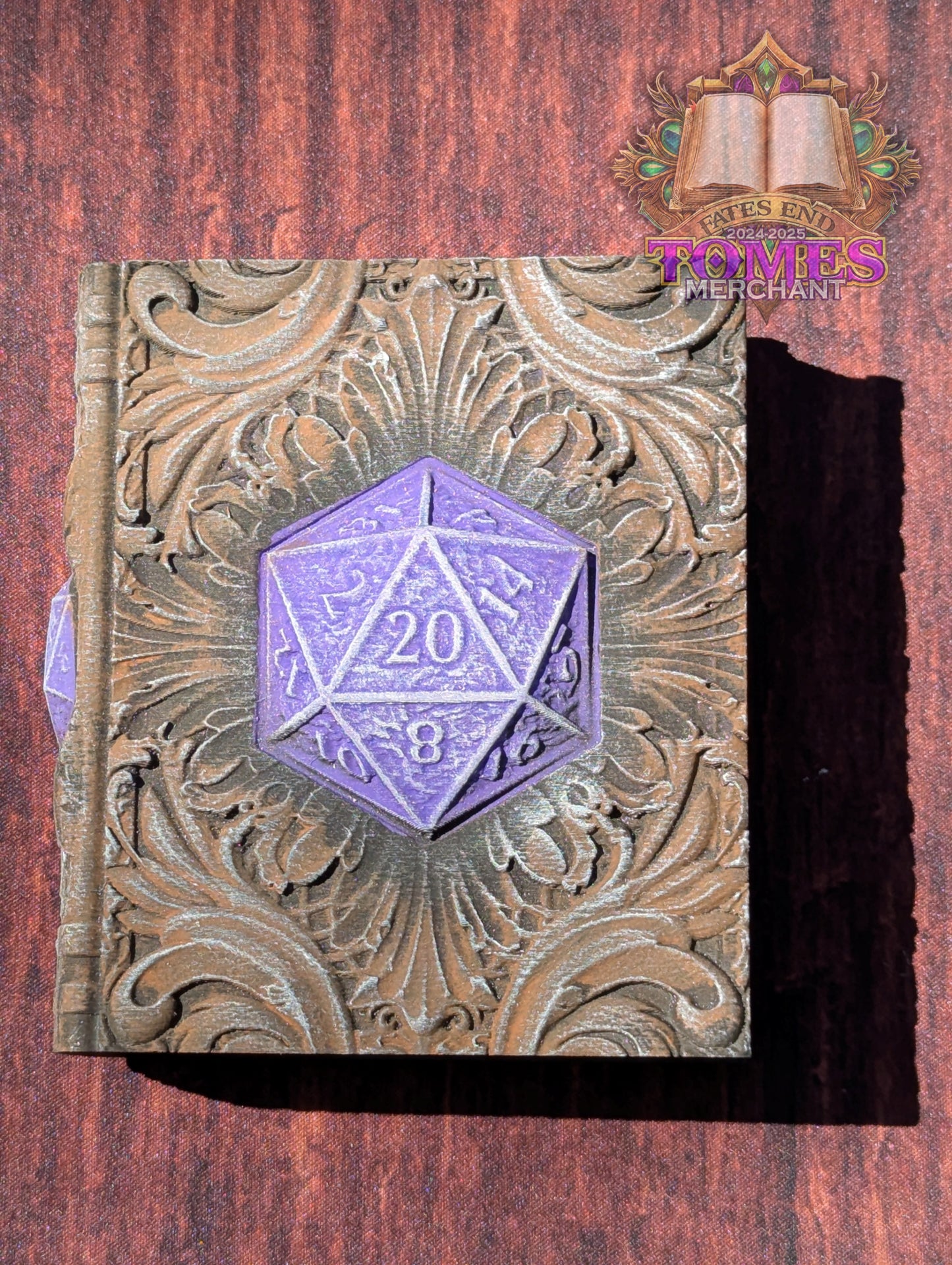 Critical Hit D20 3D Printed RPG Spell Book Tome: RPG Dice Tray, Tokens, & Card Storage