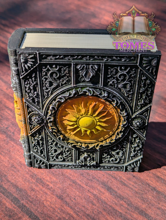 White Mana Symbol 3D Printed Spell Book Tome: RPG Dice Tray, Tokens, & Card Storage
