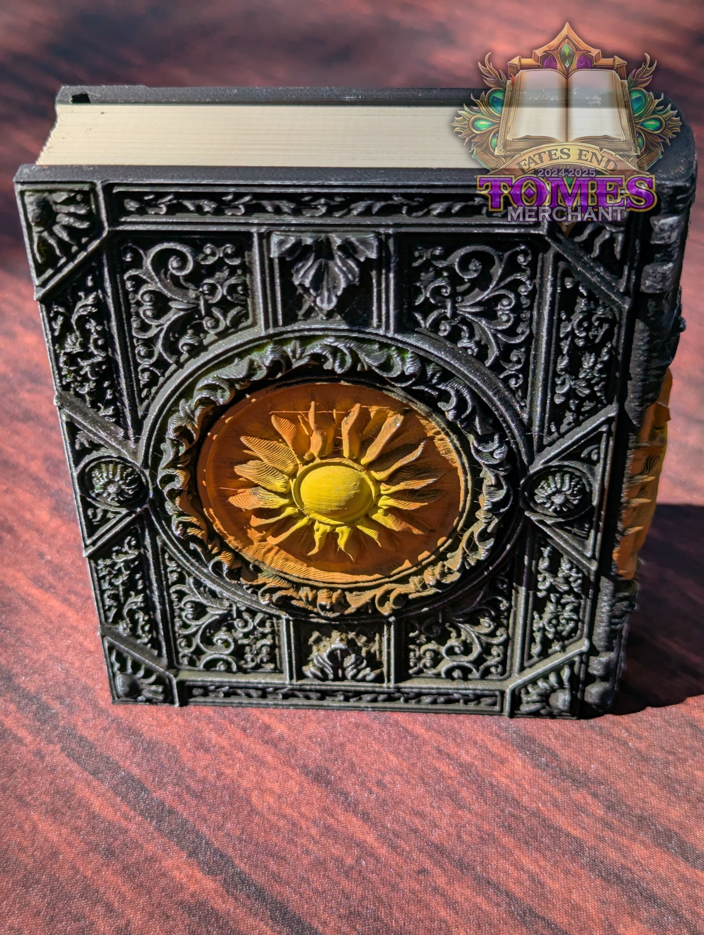 White Mana Symbol 3D Printed Spell Book Tome: RPG Dice Tray, Tokens, & Card Storage