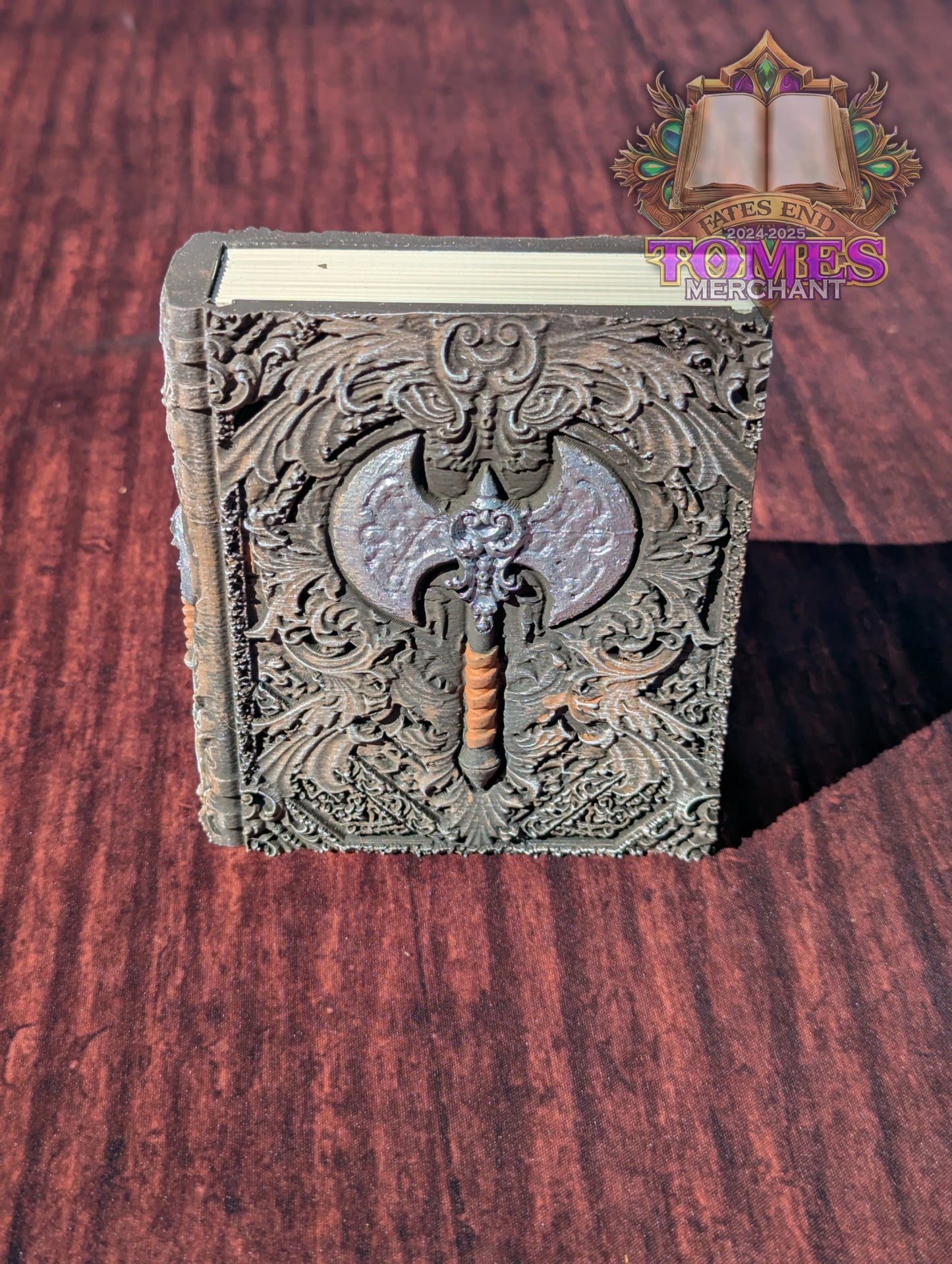 Barbarian 3D Printed RPG Spell Book Tome: RPG Dice Tray, Tokens, & Card Storage