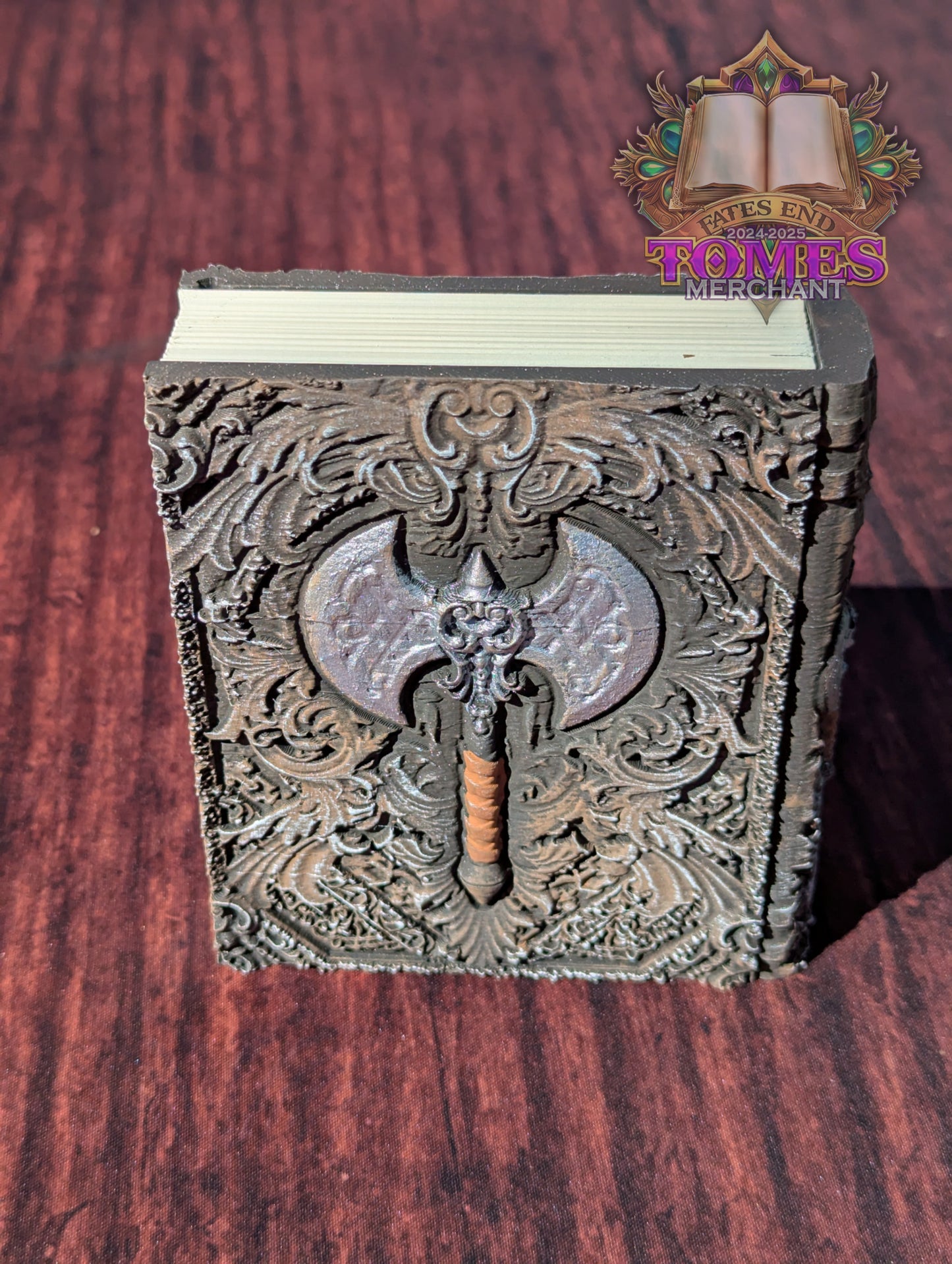 Barbarian 3D Printed RPG Spell Book Tome: RPG Dice Tray, Tokens, & Card Storage