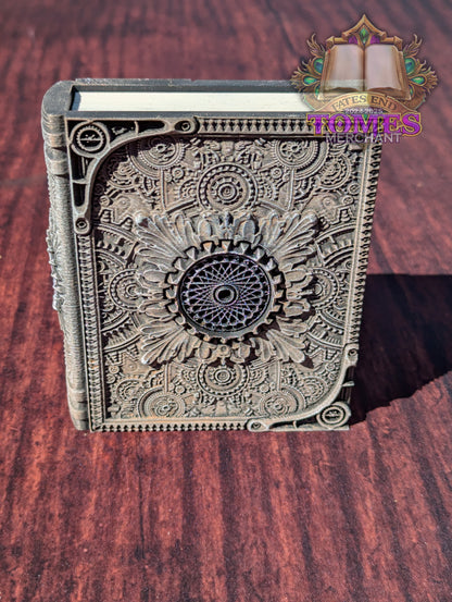 Artificer Steampunk 3D Printed RPG Spell Book Tome: RPG Dice Tray, Tokens, & Card Storage