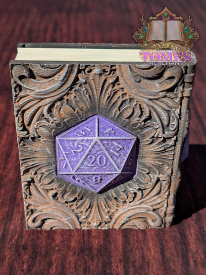 Critical Hit D20 3D Printed RPG Spell Book Tome: RPG Dice Tray, Tokens, & Card Storage