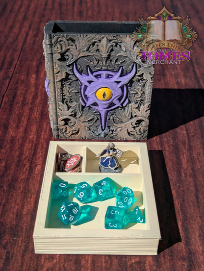 Warlock 3D Printed RPG Spell Book Tome: RPG Dice Tray, Tokens, & Card Storage