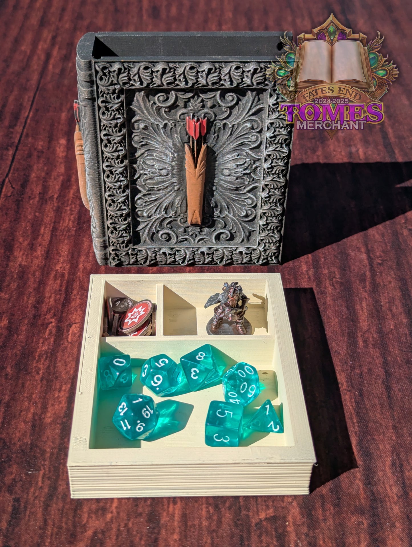 Ranger 3D Printed RPG Spell Book Tome: RPG Dice Tray, Tokens, & Card Storage