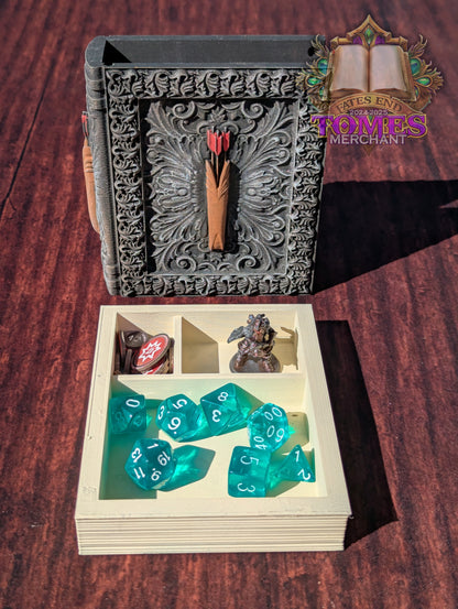 Ranger 3D Printed RPG Spell Book Tome: RPG Dice Tray, Tokens, & Card Storage