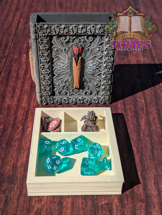 Ranger 3D Printed RPG Spell Book Tome: RPG Dice Tray, Tokens, & Card Storage