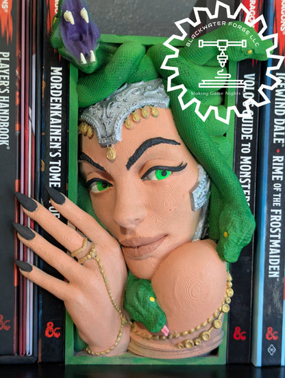 Medusa 3D Printed Book Nook- Miniatures of Madness- Beware the Gaze of Medusa!