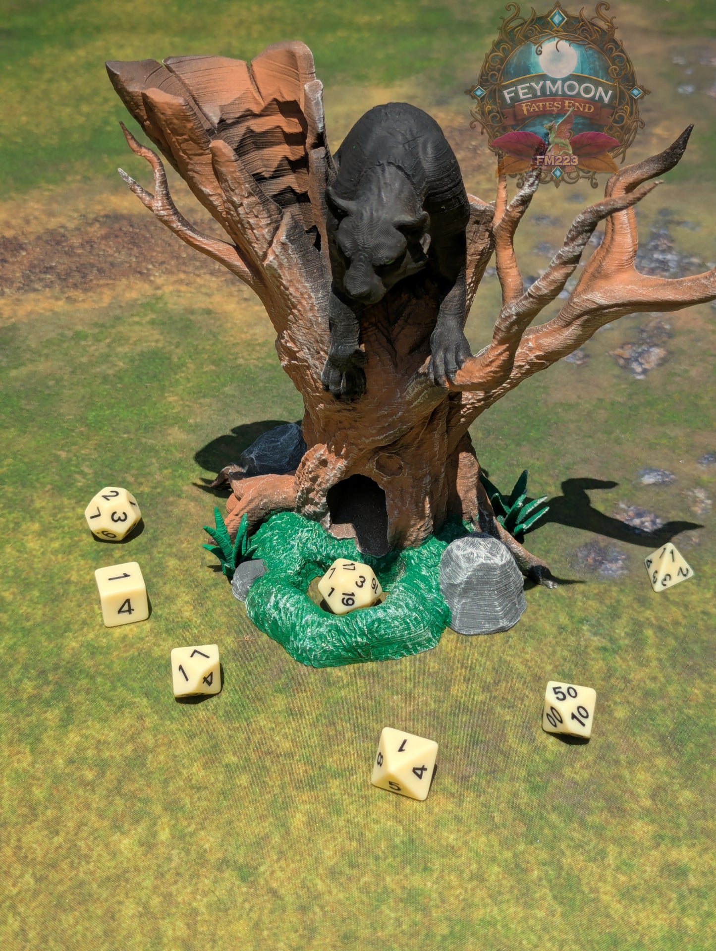Fey Stalker Mountain Lion 3D Printed Dice Tower by Kim Bolt - Fate's End Fey Moon Collection - Channel Primal Precision!
