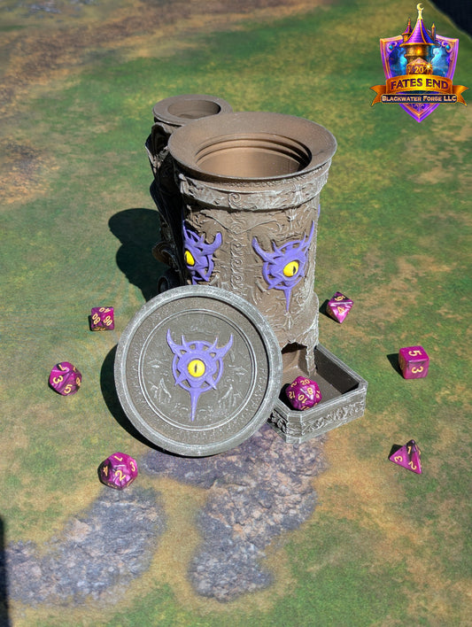 Warlock 3D Printed RPG Dice Tower & Can Holder Combo: Fate's End Collection