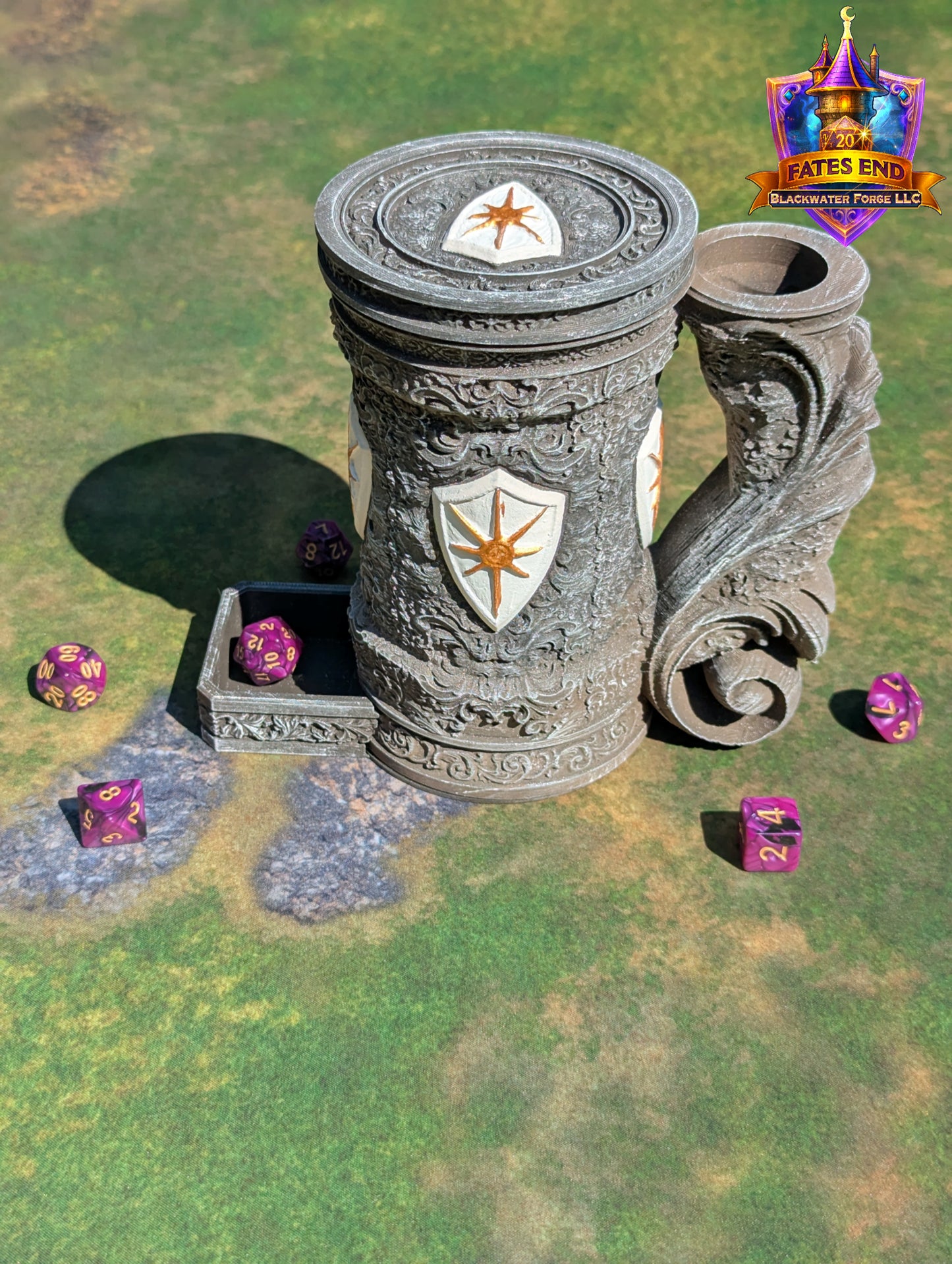 Paladin 3D Printed RPG Dice Tower & Can Holder Combo: Fate's End Collection