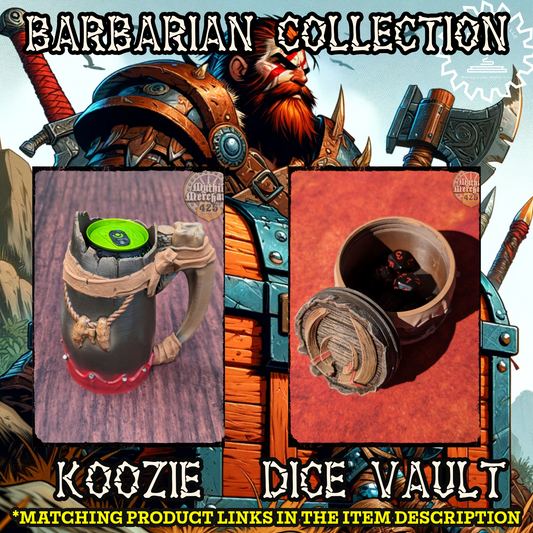Barbarian 3D Printed Koozie & Can Holder | Custom Stein | RPG Dice Jail | D20 Dice Vault | Mythic Mugs by Ars Moriendi 3D- Unleash Fury!!!