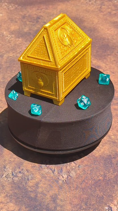 Ancient Egyptian Scarab Vault 3D Printed Dice Jail - Fate's End Collection by Kim Bolt - Step into the Sands of Ancient Legend!