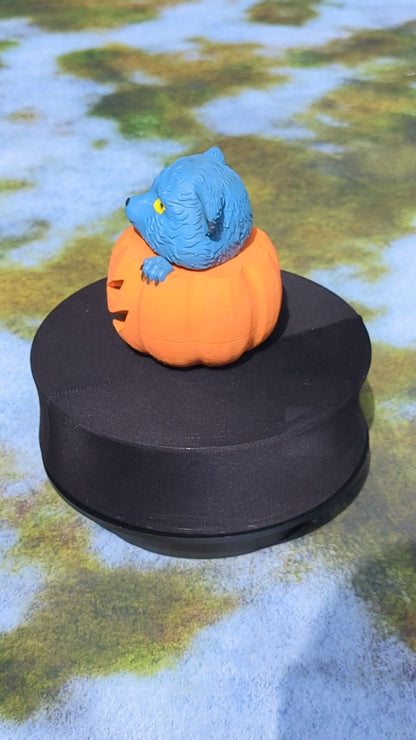 Cute Wolf Cub in Smiling Pumpkin 3D Printed Dice Jail | Dice Vault | Storage Box | Cosplay- Unleash the adorable charm of the Cute Wolf Cub!