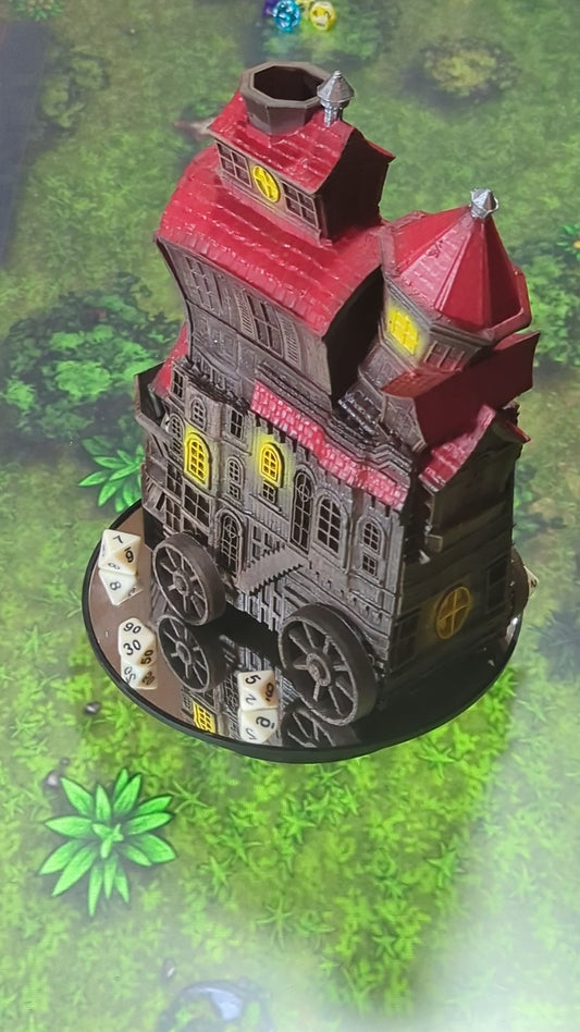 Merchant's Moving Castle Caravan 3D Printed Dice Tower - Fate's End Collection - Storage and Style!
