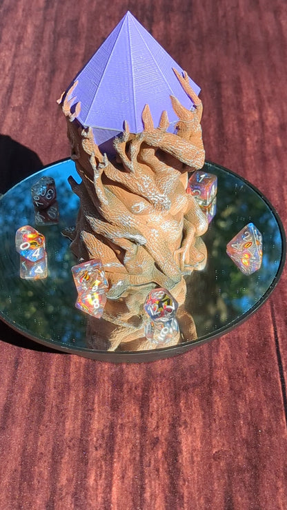 Druid's Crystal Focus 3D Printed Dice Jail | RPG Dice Vault | D20 Box | Player Gift - Guard Your Dice with Nature's Luminous Mystique!