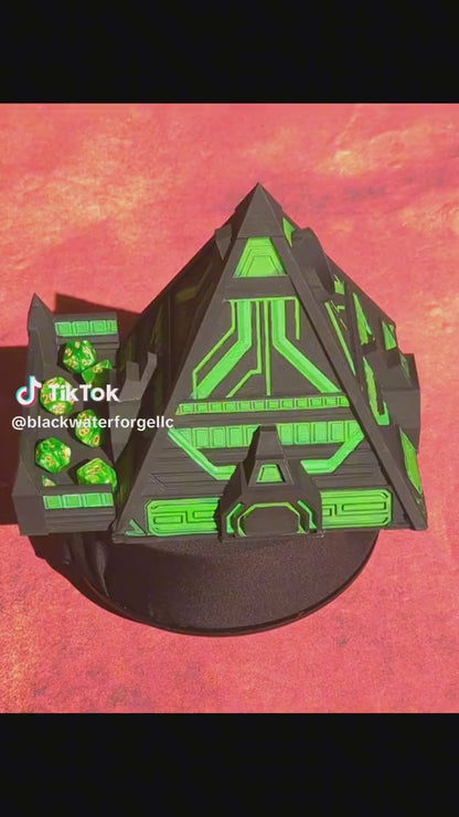 Alien Pyramid 3D Printed Dice Tower - Fate's End Collection - Channel Cosmic Mysteries with Each Ancient Roll!