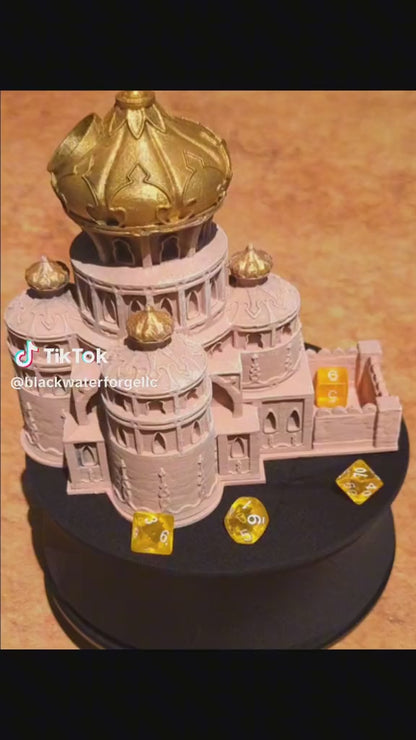 Al Qala 3D Printed Dice Tower by Unchained Games - Mythic Roll - Experience the Desert Warrior's Enigmatic Echoes with each roll!