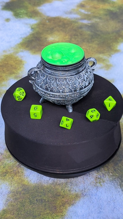 Witch's Cauldron 3D Printed Dice Jail | Dice Vault | Storage Box | Cosplay- Double, double toil and trouble; Fire burn and cauldron bubble!