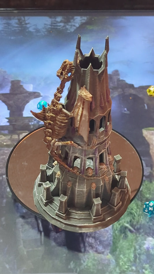 Necromancer Lich Undead Dragon 3D Printed Dice Tower | DnD Player Gift | Mythic Roll Collection by Unchained Games- Unearth the Dark Arts!