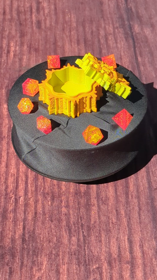 Celestial Sun 3D Printed Dice Jail | RPG Dice Vault | D20 Box |  Fate’s End Collection - Harness the Radiance of the Sun!