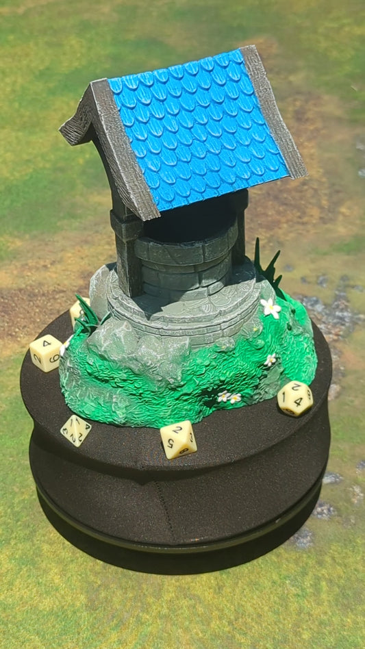 Enchanted Wishing Well 3D Printed Dice Tower by Kim Bolt - Fate's End Fey Moon Collection - Make a Wish in this Ancient Magical Water Well!
