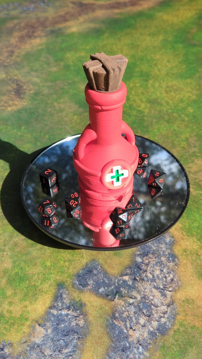 Health Potion 3D Printed Dice Jail | RPG Dice Vault | D20 Storage Box  | Player Gift - Guard Dice with Healing Magic!