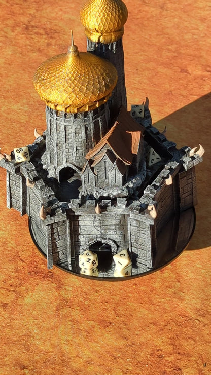 Dragonlance Weis-Hickman 3D Printed Dice Tower - Fate's End Collection - Embark on Legendary Quests, Honoring Epic Narratives with Each Roll