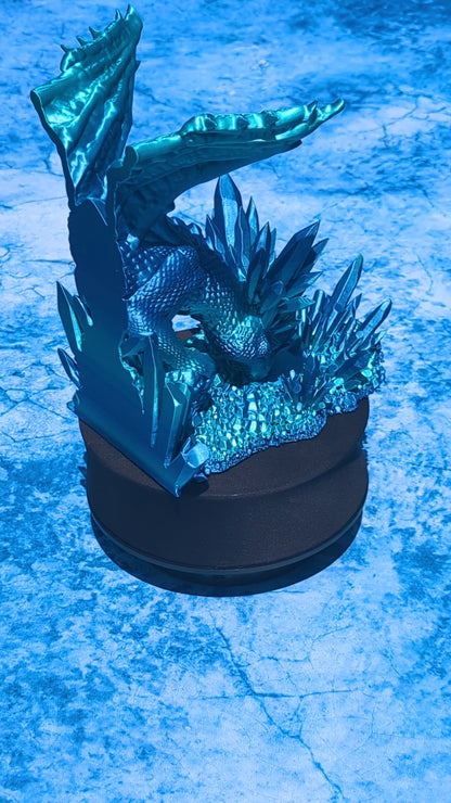 Crystal Ice Dragon Book End Set- Fate's End Collection by Kim Bolt - Fantasy Decor - Frost-Bound Guardians for your Favorite Tomes!